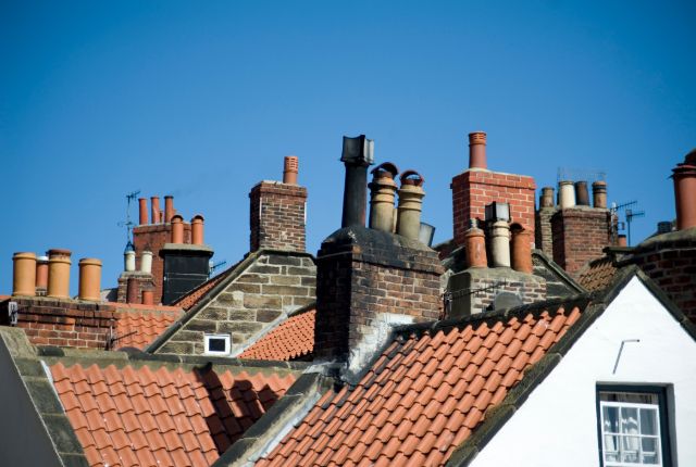 overlooking rooftop with chimney cowls