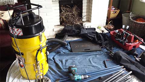Alternative view of large birds nest removed from a chimney